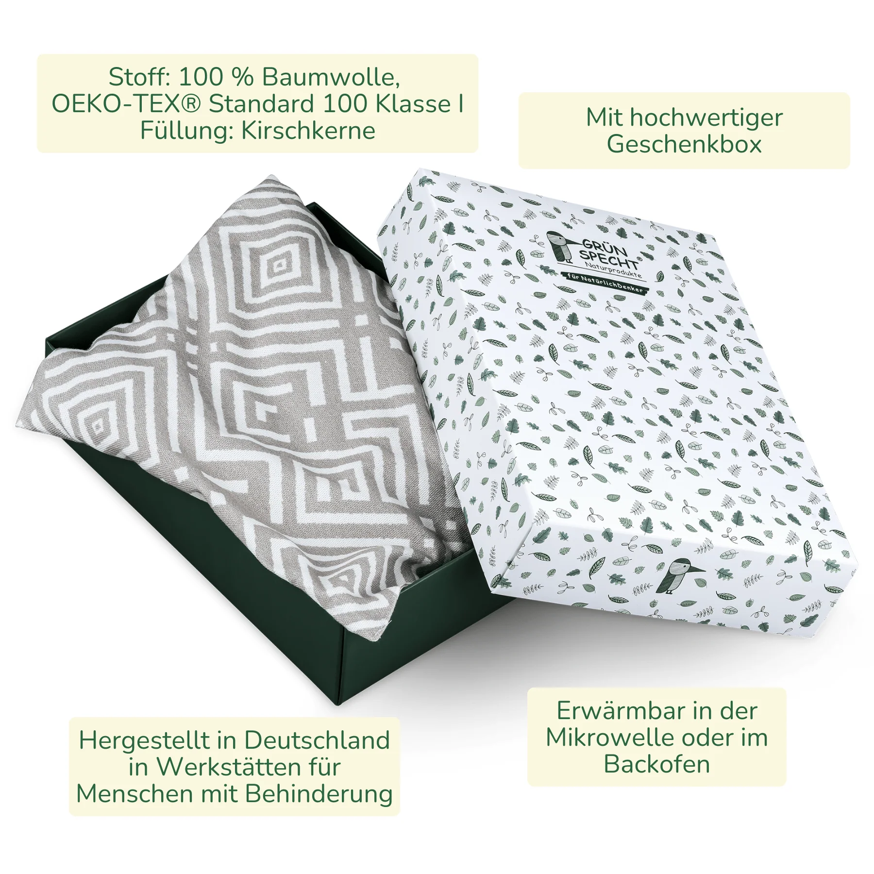 Kirschkern-Kissen 22 x 24 cm in Geschenkbox - Image 10
