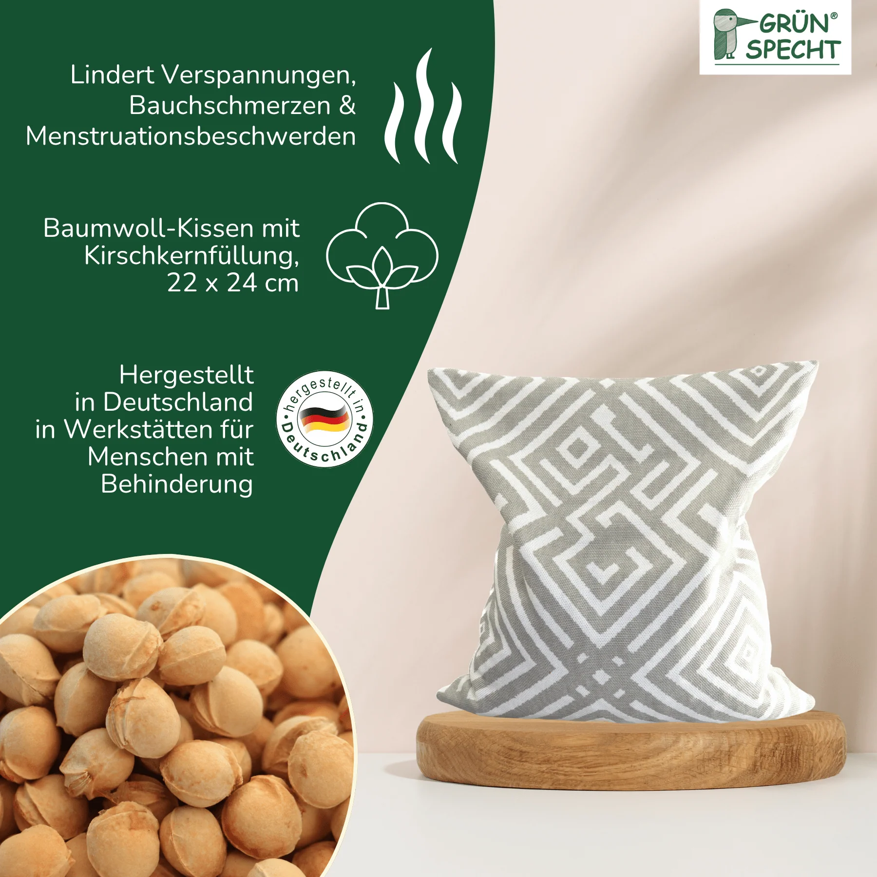 Kirschkern-Kissen 22 x 24 cm in Geschenkbox - Image 7